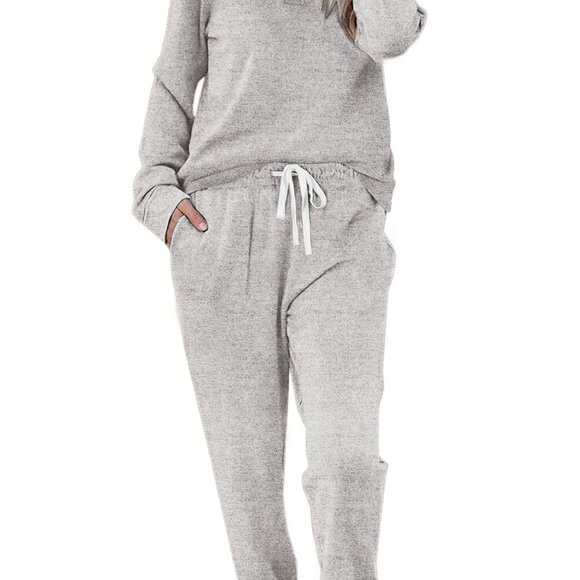 Soft Brushed Jersey Pajama Set Long Sleeve Top Joggers Lounge Wear